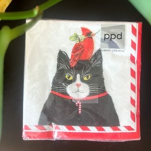 Tuxedo Cat Holiday Napkins 🎄